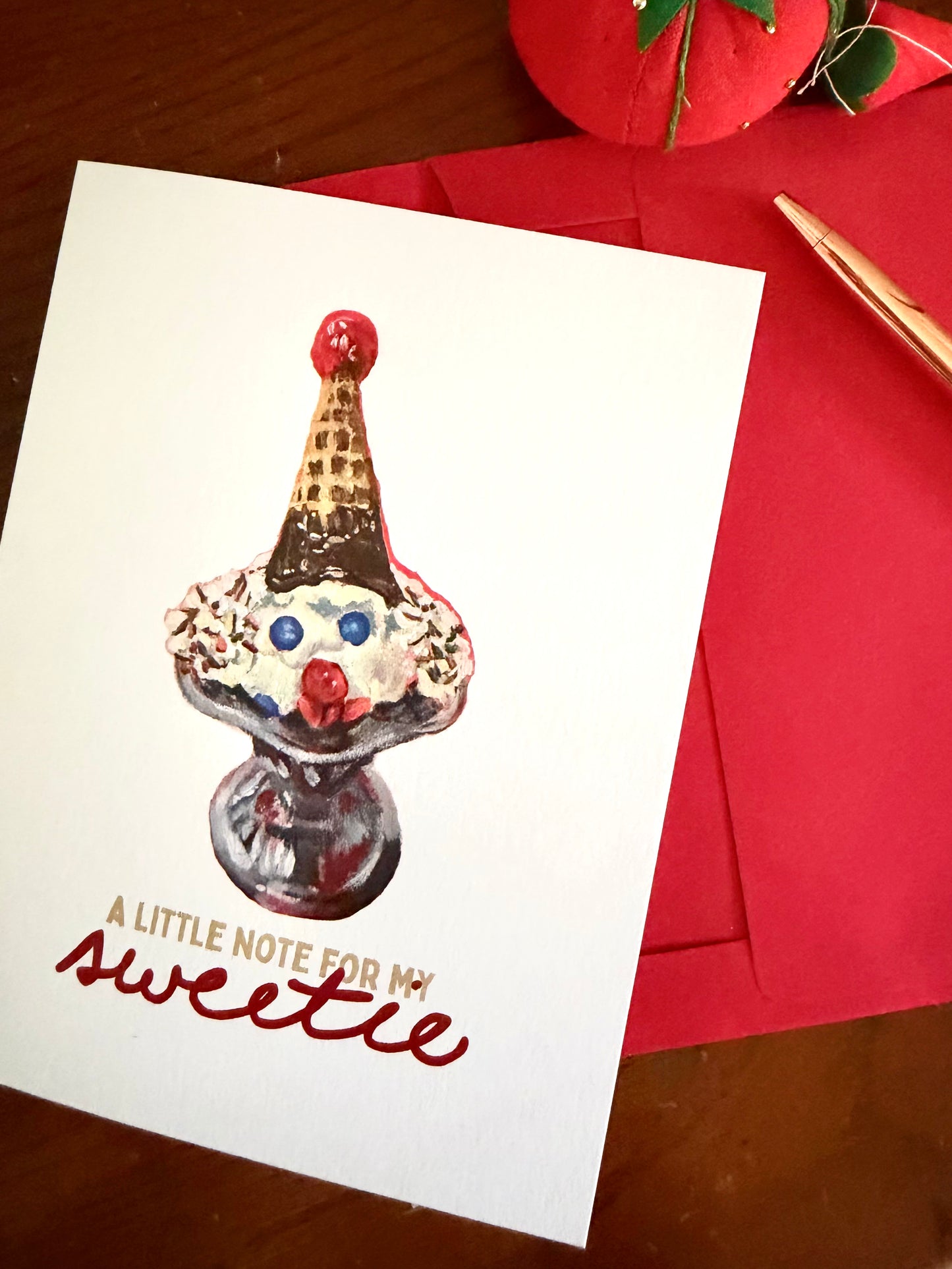 Greeting card: “a little note for my sweetie”